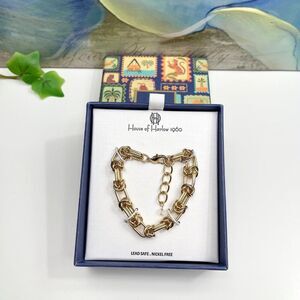 House Of Harlow 1960 Gold-Tone Chain Link Bracelet Lead Safe Nickel Free in Box